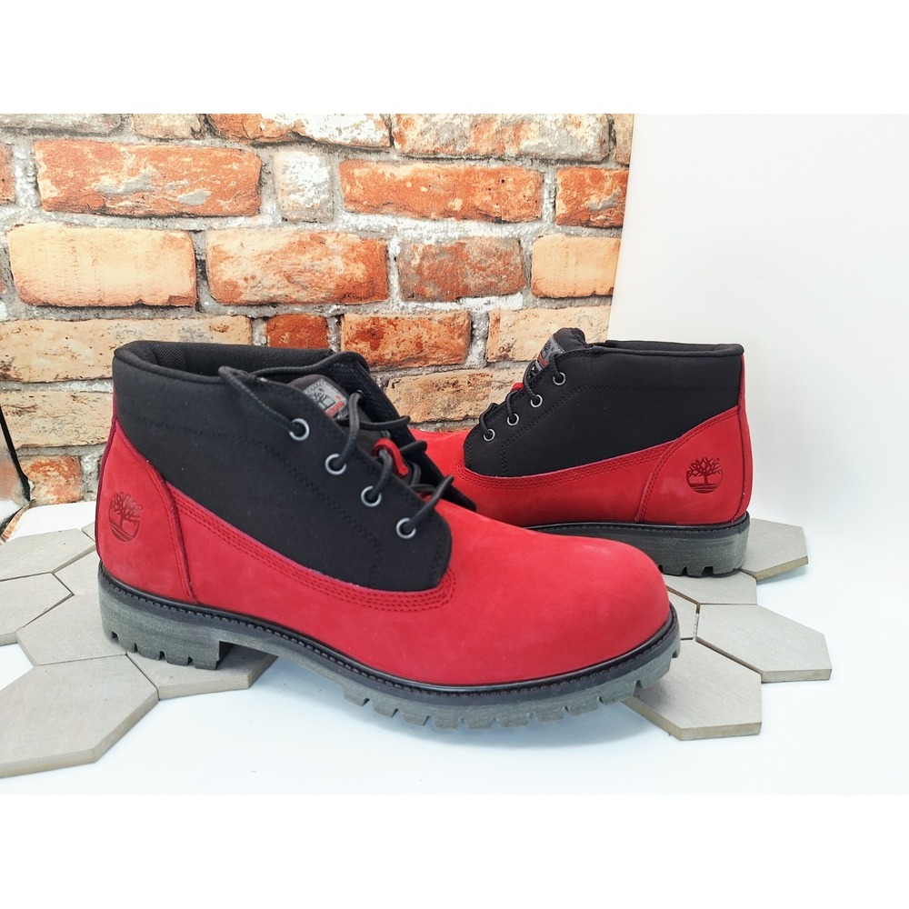 Timberland Premium Mid Lace Chukka Boots Red Black Mens Size 11.5 Nubuck TB0A431